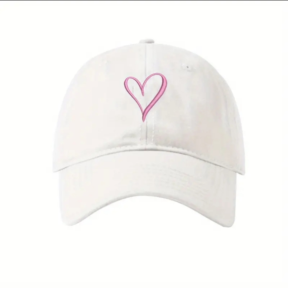 Hand Drawn Heart Hat Womens Embroidered Baseball Cap